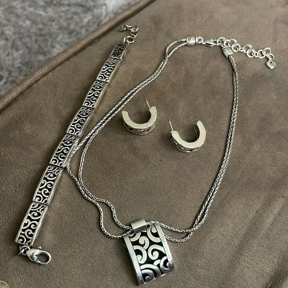 Vintage Brighton Deco lace necklace earrings bracelet set